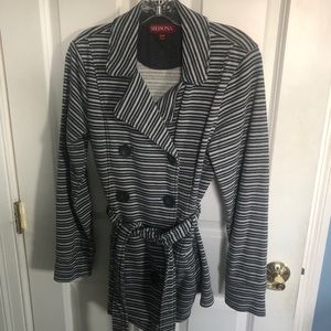 Merona grey and white striped jacket size medium